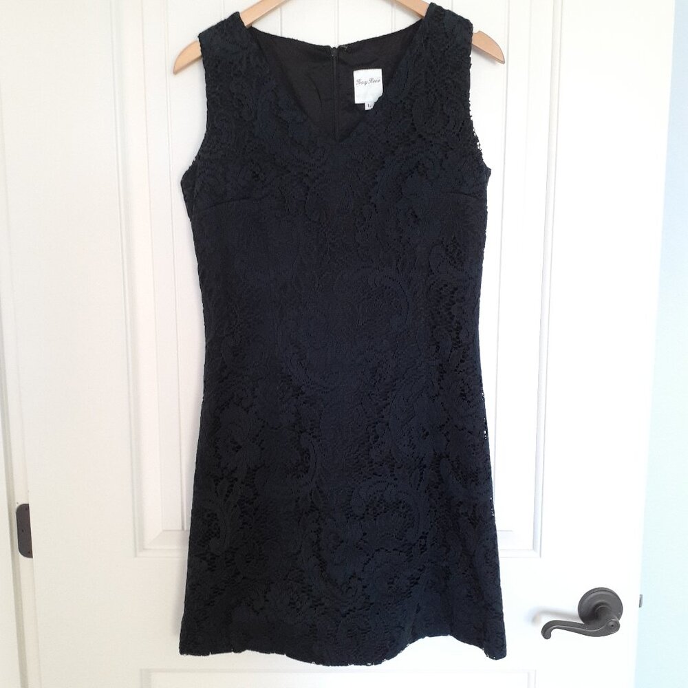 Tracy Reese Lace V-Neck Sleeveless Sheath Dress Navy Blue Size L